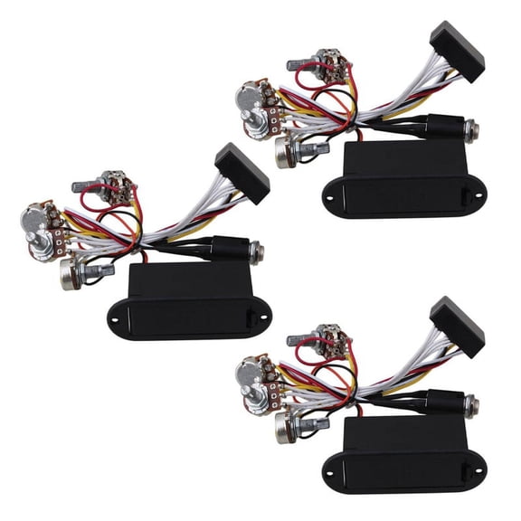 3X 2 Band Active Bass Guitar EQ Equalizer Preamp Circuit Pickup Black