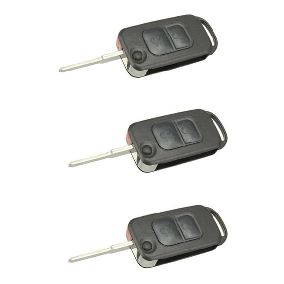 3X 2 Button Flip Remote Key Case HU64 Blade FOB for A C E S W168 W202 Car,3 x Remote Key (3 Case, 3 Blade, 3 Spring),Black
