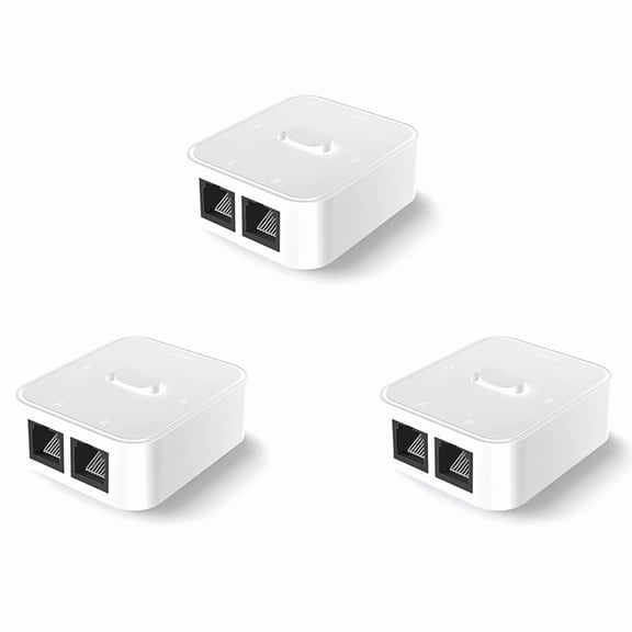 3X 2 Port RJ45 LAN CAT6 Switch 1000Mbps 2 in 1 Out /1 in 2 Out 2 in 1 OutRJ45 Network Splitter,3 x Splitter,White