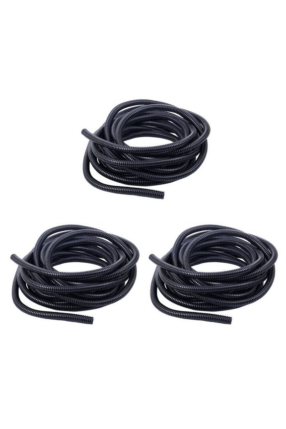 3X 20 Ft Split Wire Loom Conduit Polyethylene Tubing Black Color Sleeve Tube 10mm Inner Diameter