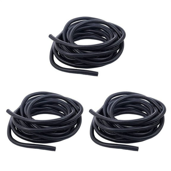 3X 20 Ft Split Wire Loom Conduit Polyethylene Tubing Black Color Sleeve Tube 10mm Inner Diameter