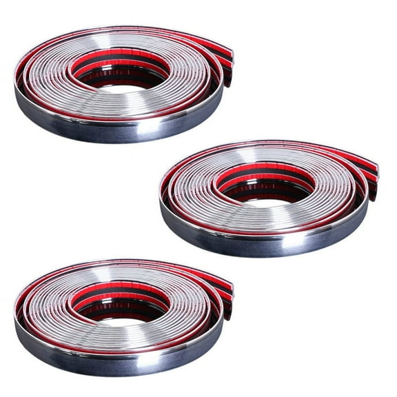 3X 20mm 5M Chrome Moulding Strip Trim Self Adhesive Crash Protector,3 roll x Strip Adhesive 20mm x 5m,Chrome