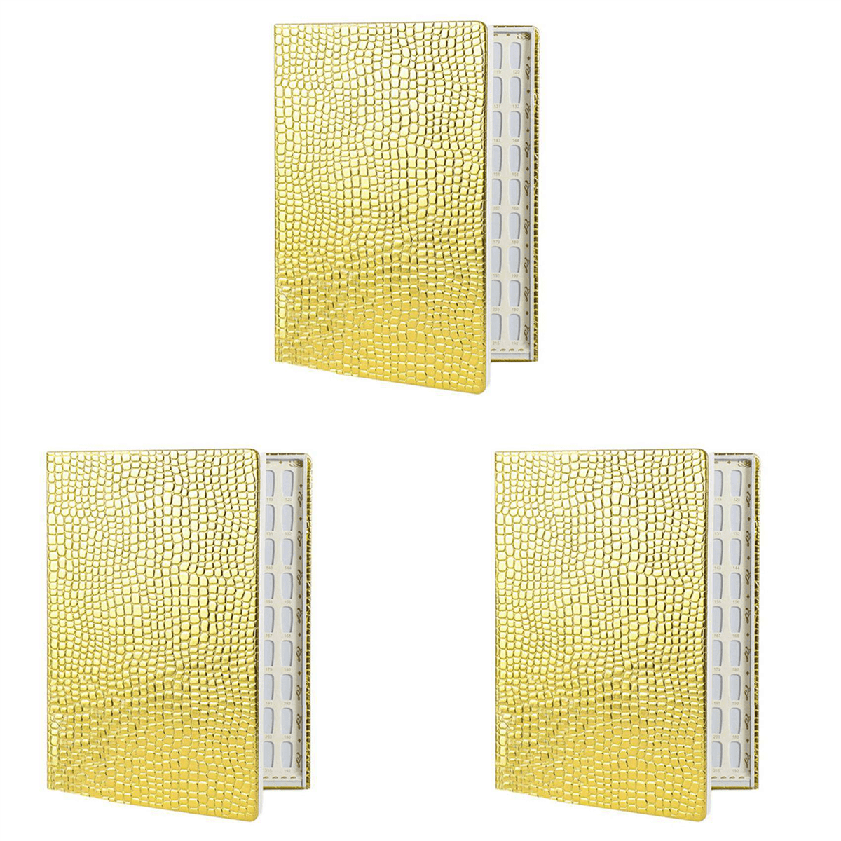 3X 216 Colors Nail Tips Display Book DIY Nail Art Showing Shelf Gel Color Card Chart Painting Display Board Gold