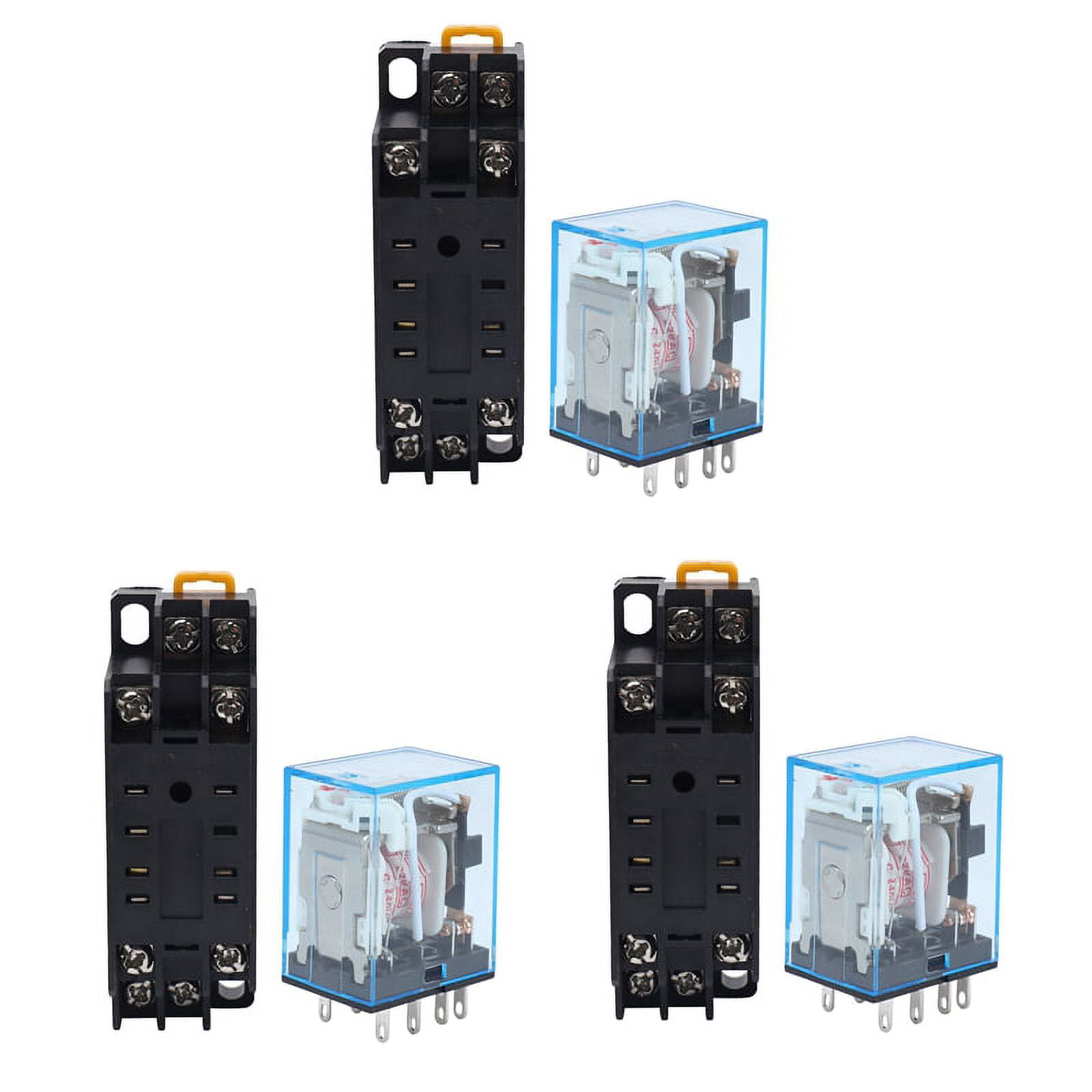 3X 220/240V AC Coil DPDT Power Relay MY2NJ 8 Pin w Socket Base,3 Relay ...