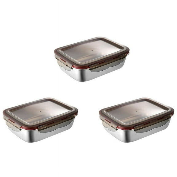3X 220Ml Stainless Steel Lunch Box Sealed Food Fresh-Keeping Boxes Office Bento Container Lunch Container