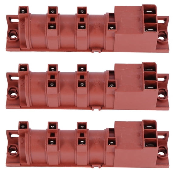 3X 220V Gas Stove Ac Pulse Igniter with Six Terminals Gas Water Heater Parts Igniter for Cooktop Range,3 x Ignitor Pulse,Red-brown