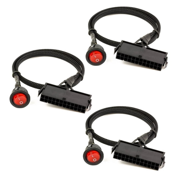 3X 24-Pin Female ATX PSU PC Power Supply Tester Start Up Jumper Cable with ON/ Switch,50cm