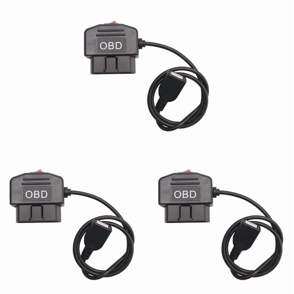 3X 24Hours 5V 3A USB Car Charge Cable OBD Hardwire Kit with Switch 0.5Meter Wire for Dash Cam Camcorder Vehicle DVR