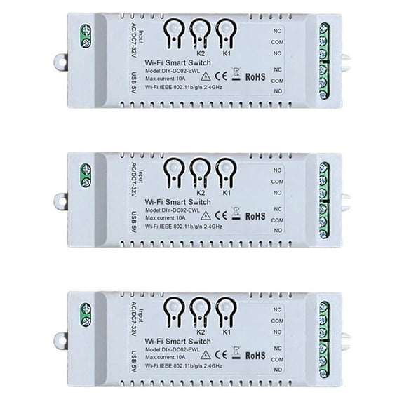 3X 2CH WiFi Smart Switch DIY APP 7-32V USB 5V 2.4G WiFi Home Automation Module for Home IFTT