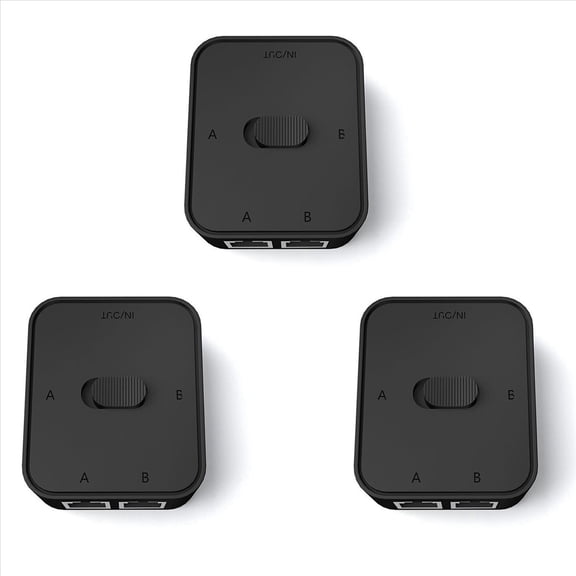 3X 2Port RJ45 LAN CAT6 Network Switch 1000Mbps 2 in 1 Out/1 2Out Internal External Switcher Splitter