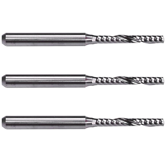 3X 2mm x 15mm Carbide Single Flute Spiral End Mill CNC Router Bit,3 x Spiral End Mill 3 x Plastic Case,Silver