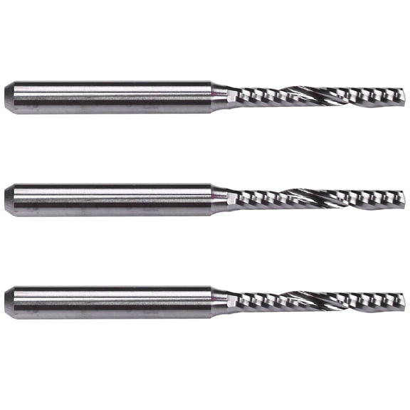 3X 2mm x 15mm Carbide Single Flute Spiral End Mill CNC Router Bit