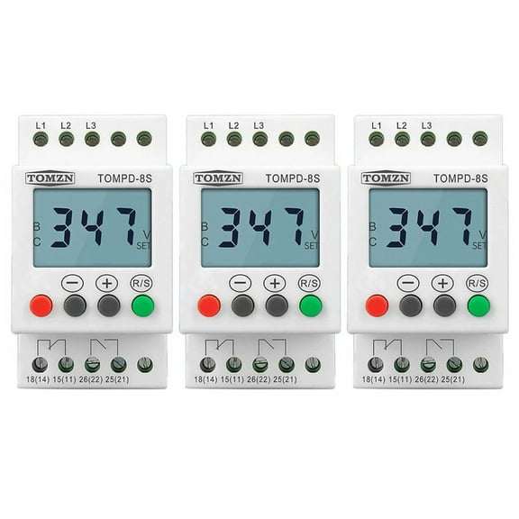 3X 3 Phase Din Rail Adjustable Under Over Voltage Protector Voltage Monitoring Sequence Protection Relay