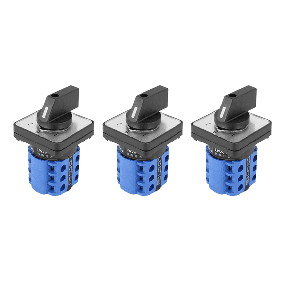 3X 3 Positions On-Off-on Changeover Control Rotary Cam Switch 20A,3 x Changeover Cam Switch,Black & Blue