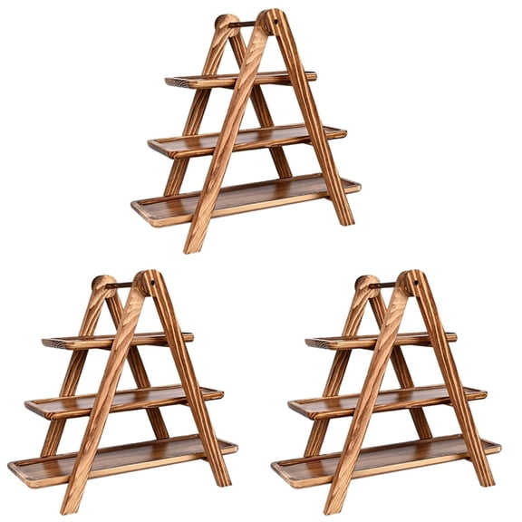 3X 3 Tier Serving Trays Wooden, Cupcake Stand Towers for Dessert Table Display, Three Tiered Tray Stand Detachable Wood