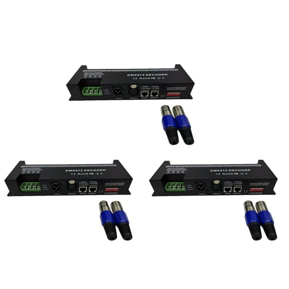 3X 30 Channel RGB DMX512 Decoder LED Strip Controller 60A Dimmer PWM Driver Input DC9-24V 30CH,3 x decoder,black