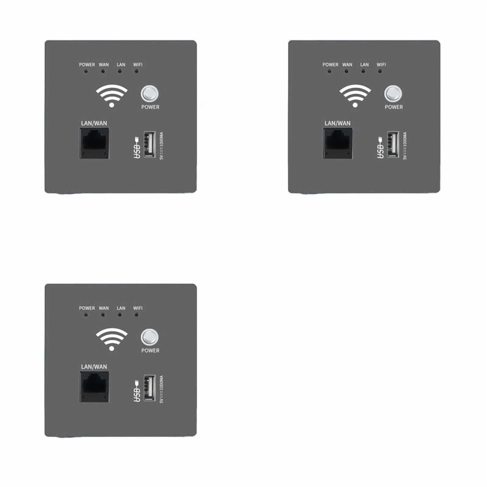 3X 300Mbps 2.4Ghz WIFI Router Wireless WiFi Socket RJ45 AP Relay Smart USB Socket Panel Embedded Wall WIFI Router C