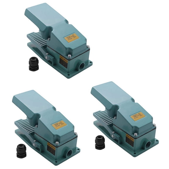 3X -302 Foot Switch Pedal Switch 15A AC 250V 50HZ for Textile Equipment, Welding Device, Printing Device,3 x Foot Pedal Switch,green