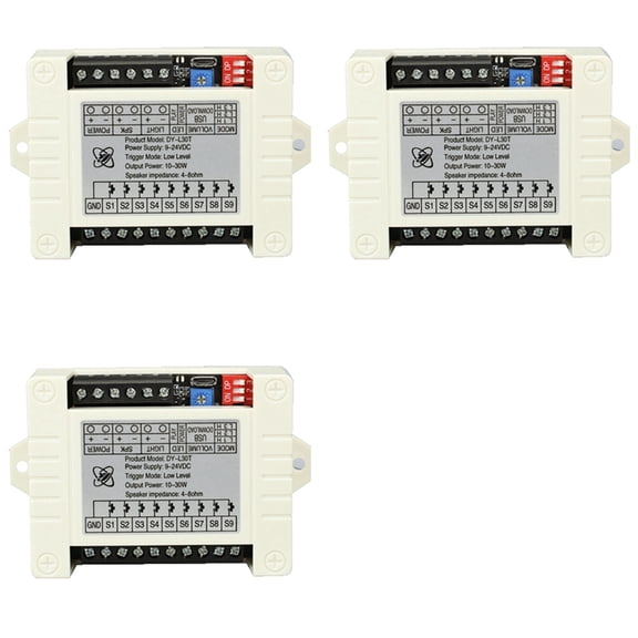 3X 30W MP3 Voice Playback Module DY-L30T 9 Trigger Music Player Power Amplifier Board TF Card 32G Max WAV DC 12V 24V B