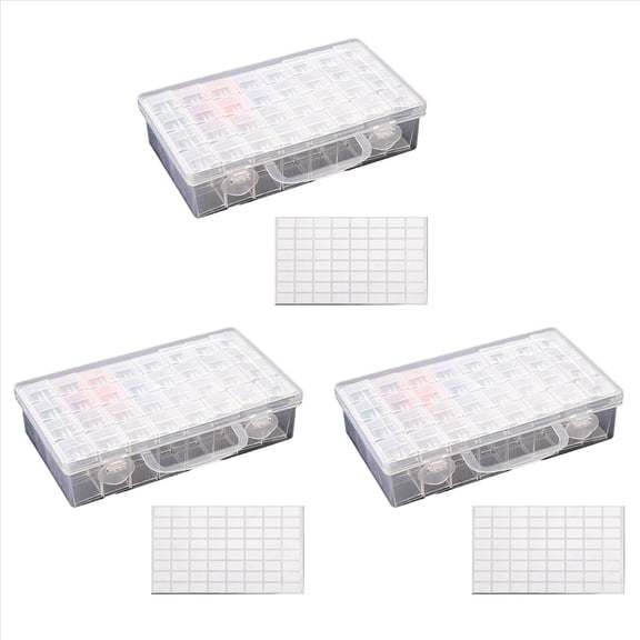 3X 32 Grids Drill Storage Containers, Diamond Organizer Case Embroidery Beads Box with Label