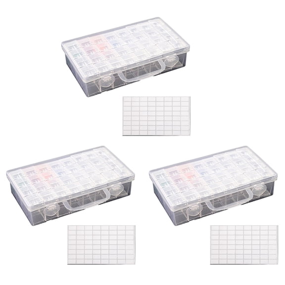 3X 32 Grids Painting Drill Storage Containers, Organizer Case Embroidery Beads Storage Box with Label