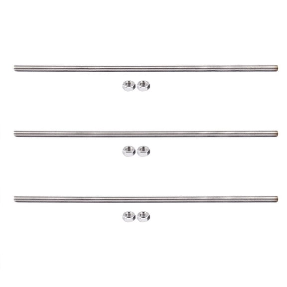 3X 320mm X M8 Stainless Steel Thread Bar Stock Rod Silver Tone