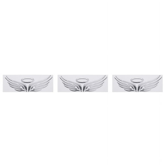 3X 3D Chrome Angel Wing Sticker Decal Auto Car Emblem Decal Decoration Color Silver