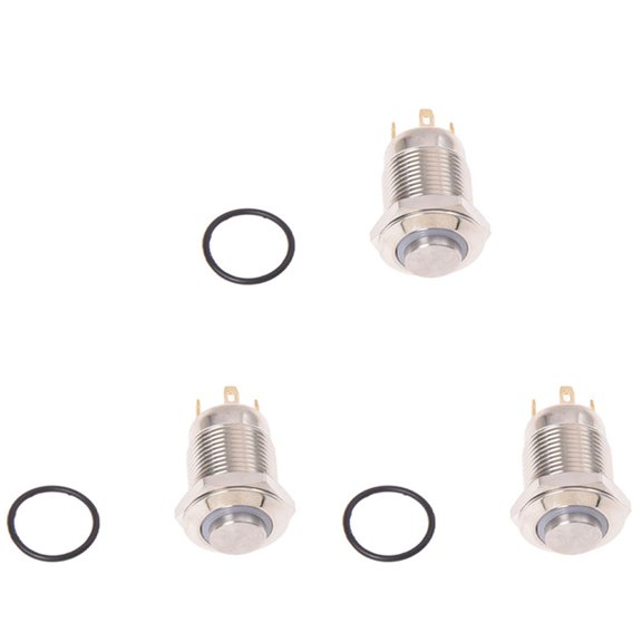 3X 3V Push Button Switch Doorbell Button Blue LED 12 mm Silver