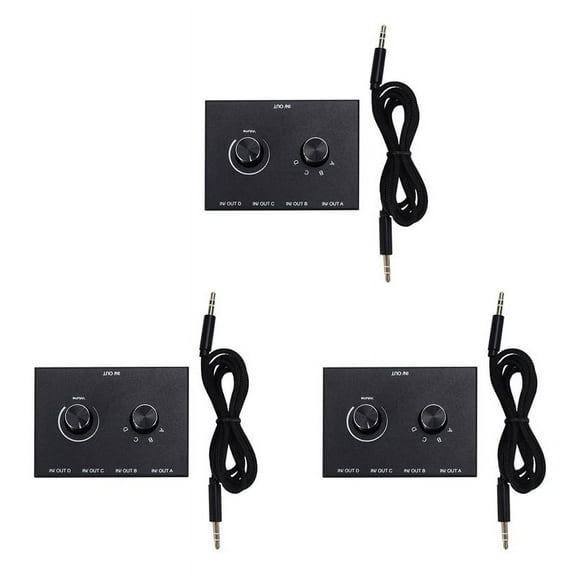 3X 4 Port Audio Switch, 3.5mm Audio Switcher, Stereo AUX Audio , 4 Input 1Output/1Input 4 Output Switcher Box