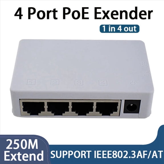 3X 4 Port POE Extender 100Mbps 1 in 4 Out 250 Meters Network Switch Repeater IEEE802.3af/At for PoE Switch NVR IP Camera