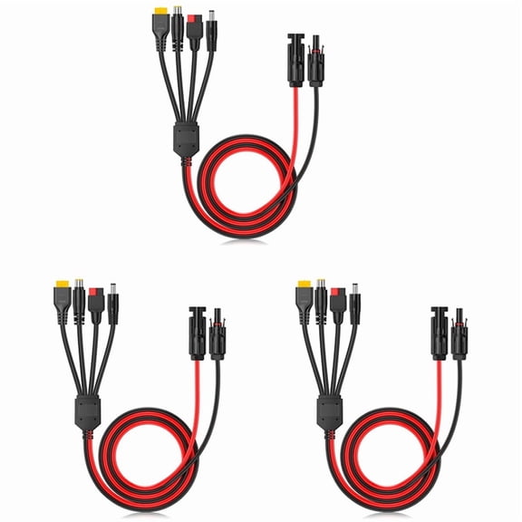 3X 4-in-1 Solar Panel Connector Extension Cable Splitter for Anderson Connector DC Adapter Power Plug Female Conn,3 x 4-in-1 Solar Panel Connector Extension Cable Splitter,As Shown
