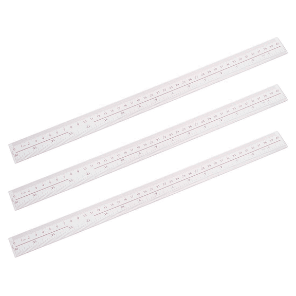 3X 40cm 16 Inches Length Measure Clear Plastic Straight Edge Ruler,3 x Straight Ruler,Clear