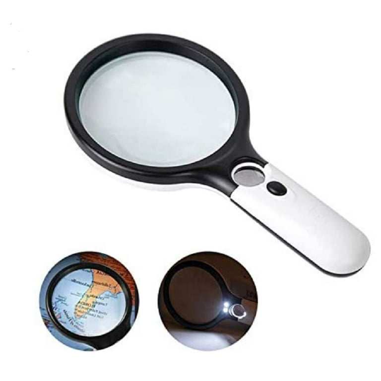 45X Magnifying Glass Handheld Magnifier 3 LED Light Reading Lens Jewelry  Loupe