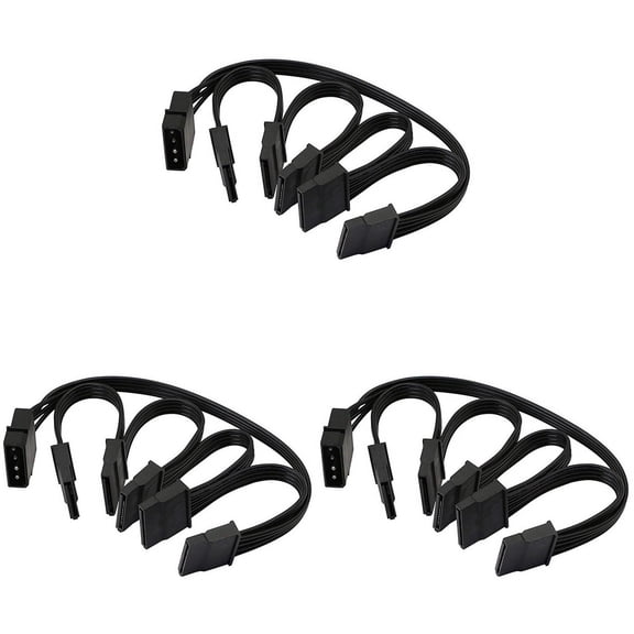 3X 4Pin IDE 1 to 5 15Pin Hard Drive Power Supply Splitter Cable for DIY Hard Disk PC Sever 18AWG Power