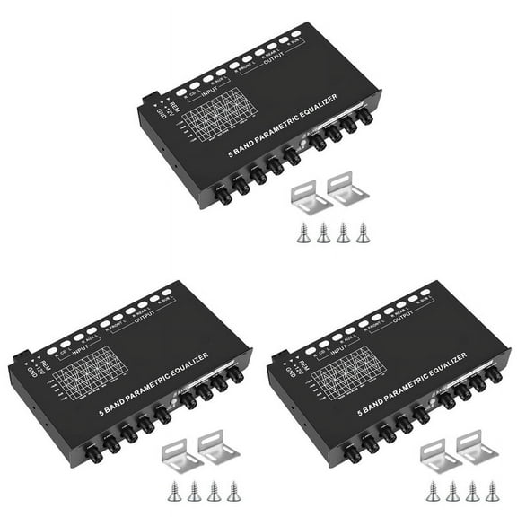 3X 5-Band Car Audio Equalizer, Adjustable 5 Bands EQ Car Amplifier Graphic Equalizer with CD/AUX Input Select Switch