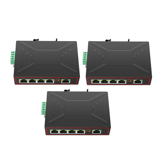3X 5 Ports 100M Industrial Network Switch RJ45 Hub Internet Splitter Switch Plug and Play DIN Rail Type Enhance Switch