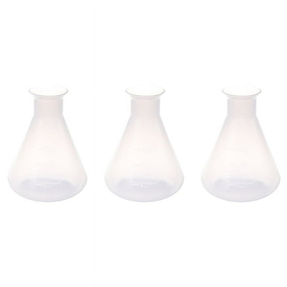 3X 500Ml Clear Plastic Laboratory Chemical Conical Flask Bottle