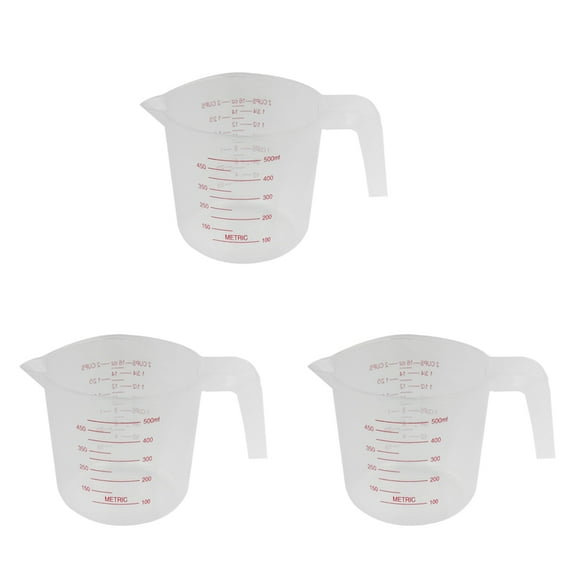 3X 500ml Home Lab Measuring Jug Pitcher Plastic Handle Pour Spout Container