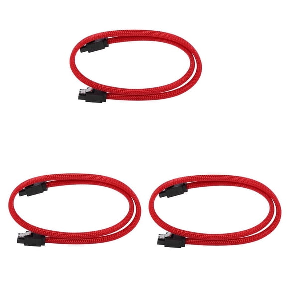 3X 50CM SATA 3.0 III SATA3 7Pin Data Cable 6Gb/S SSD Cables Hard Disk Data Cord with Nylon Sleeved Premium Version