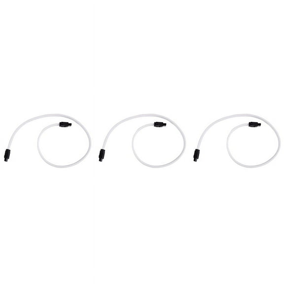 3X 50CM 3.0 III SATA3 7pin Data Cable 6Gb/s SSD Cables HDD Hard Disk Data Cord with Nylon Sleeved Premium Version