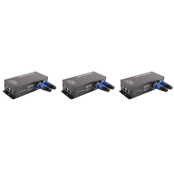 3X 512 Digital Display Decoder,Dimming Driver Dmx512 Controller for LED Tape Strip Light Dc12-24V 20A (4 Channel),3 x decoder 6 x card plug,black