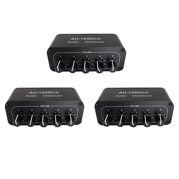 3X 5CH Audio Distributor Stereo Audio Mixer 1 Input 5 Output Splitter for Power Amplifier Active Audio