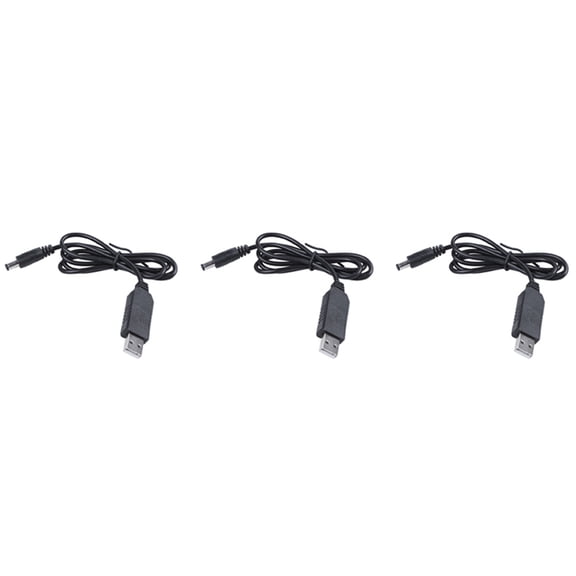 3X 5V to DC 12V 2.1mm x 5.5mm Module Converter DC Male Connector Jack Power Cable Plug,USB to DC Cable -1M