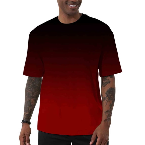 3X-5X Plus Size T Shirts for Men Big & Tall Short Sleeve Tees Tops Mens Pullover Stretchy Gradient Printed Breathable Athletic Workout Tshirts Shirt