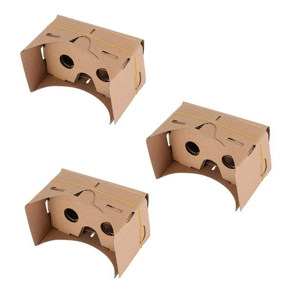 3X 6 Inch DIY 3D VR Virtual Reality Glasses Hardboard for Cardboard,3 x cardboard 3d glasses 6 x lens 6 x black magnet ring,Yellow