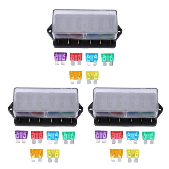 3X 6 Way Fuse Holder Box Car Vehicle Circuit Blade Fuse Box Block + Free Fuse Us