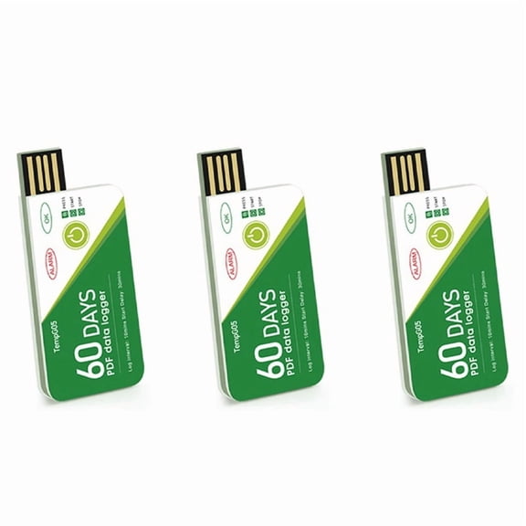 3X 60 Days USB Temperature Data Logger -30 -+60  Report with App IP67 Disposable High- Recorder with Warning