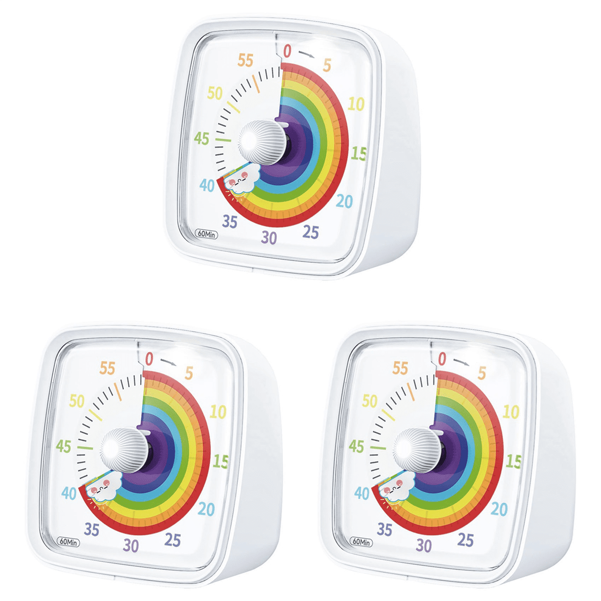 3X 60-Minute Visual Timer with Night Light, Countdown Timer,Pomodoro ...