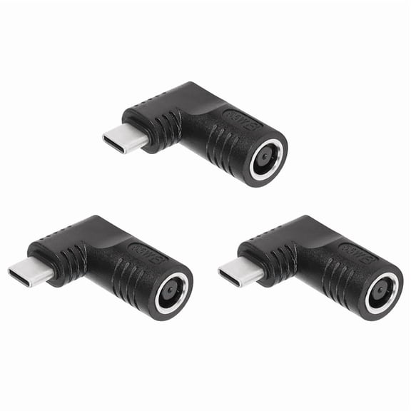 3X 65W PD DC Female Input to USB Type C Male Power Charging Adapter for Phones,Tablets, Laptops(Black 7406 B)