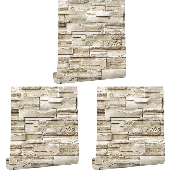 3X,6M Vinyl 3D Brick Rock Sticker Paper Self Adhesive Wallpaper Furniture Wall Stickers